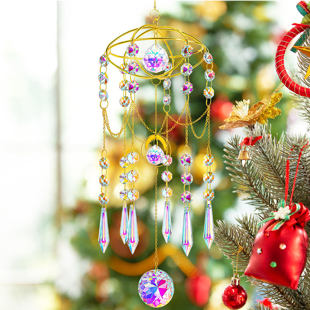 Planet Shape Gold Suncatcher Crystal Prism Suncatcher Windchime Decor