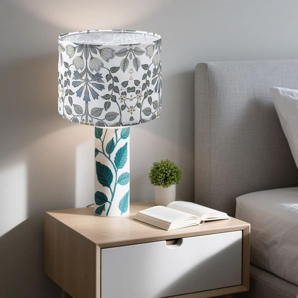2pcs Medium Lampshade Printing Plants Drum Lamp Shade For TableLamp