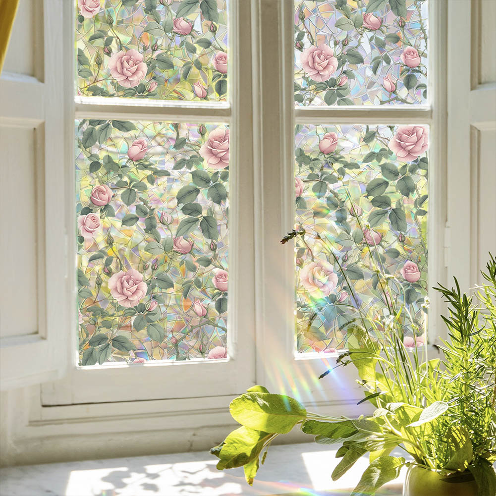 Retro Rose Flower Window Privacy Film