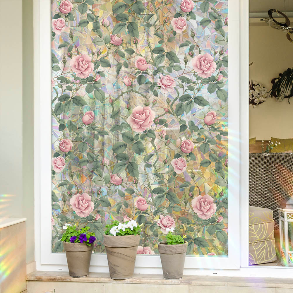 Retro Rose Flower Window Privacy Film