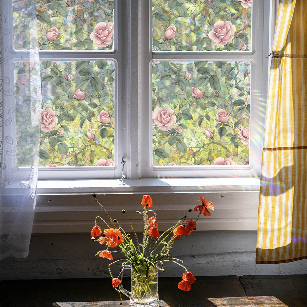 Retro Rose Flower Window Privacy Film
