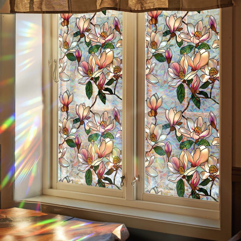 Retro Magnolia Flowers Window Privacy Film