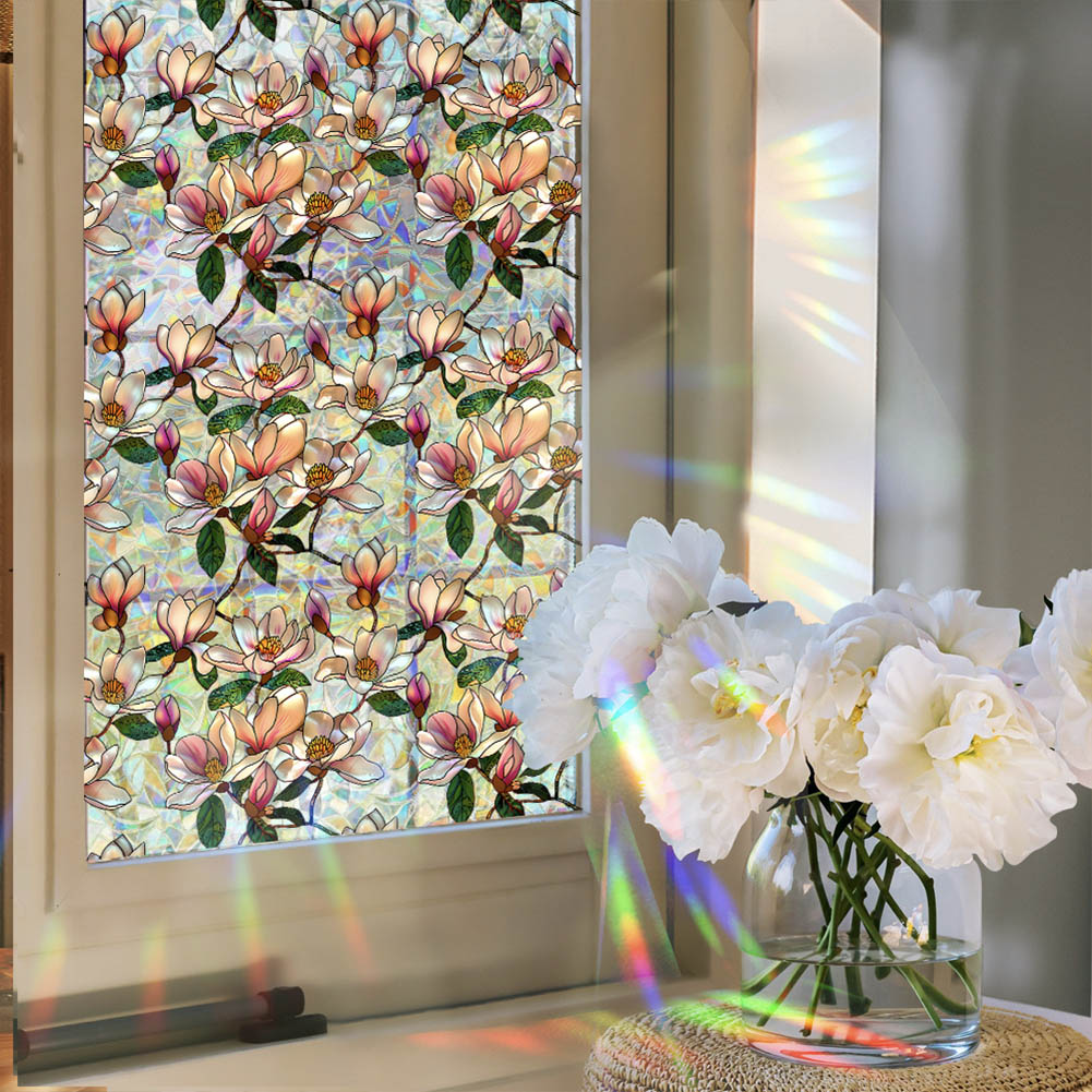 Retro Magnolia Flowers Window Privacy Film