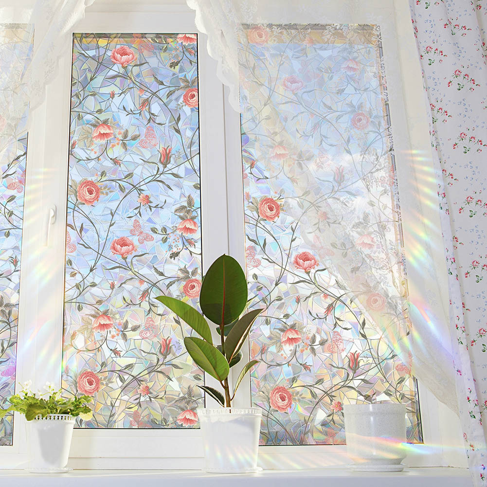 Retro Rose Flower Window Privacy Film