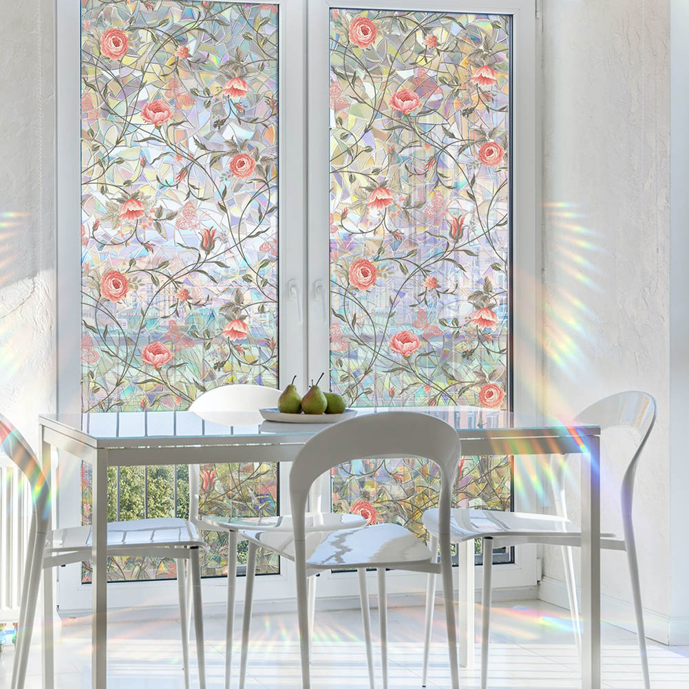 Retro Rose Flower Window Privacy Film