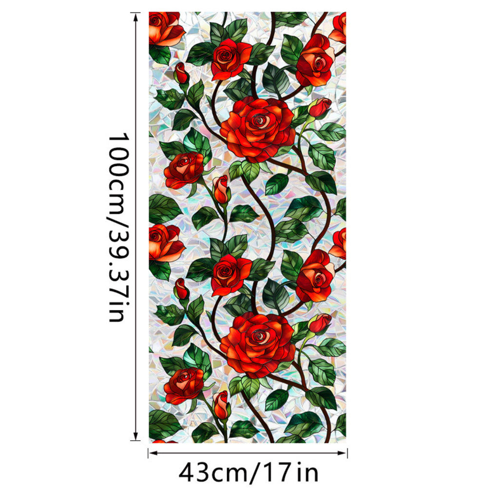 Retro Rose Flower Window Privacy Film