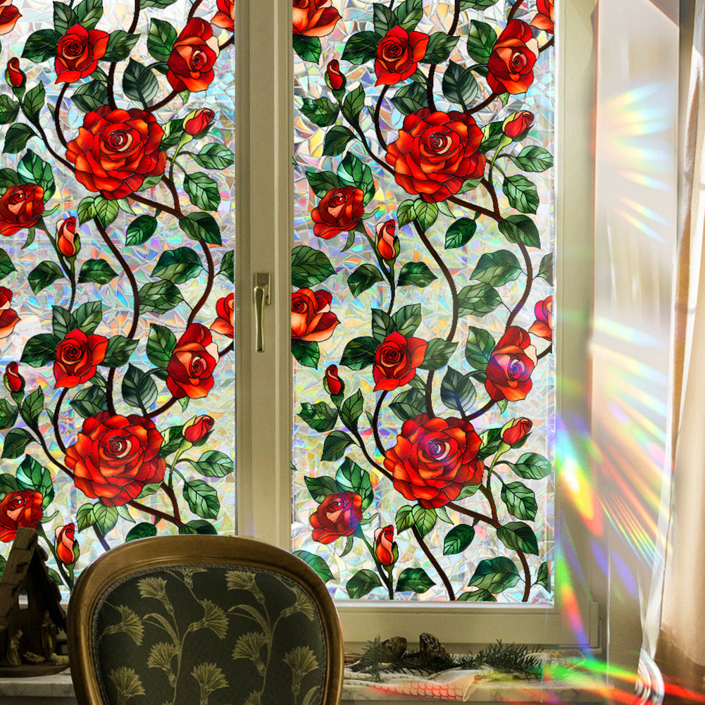Retro Rose Flower Window Privacy Film