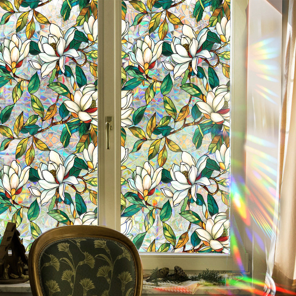Retro Magnolia Flowers Window Privacy Film