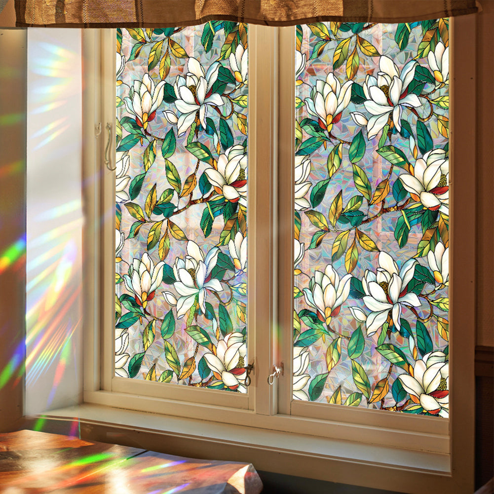 Retro Magnolia Flowers Window Privacy Film