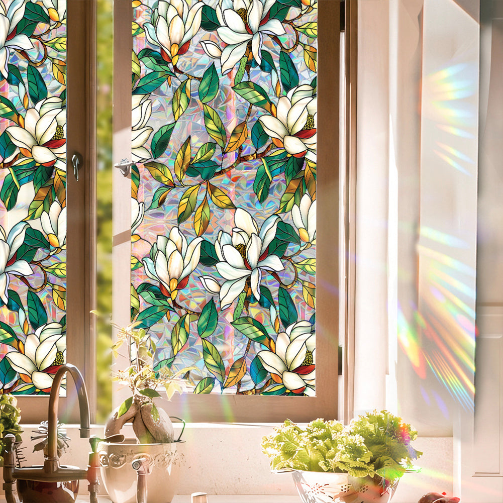 Retro Magnolia Flowers Window Privacy Film