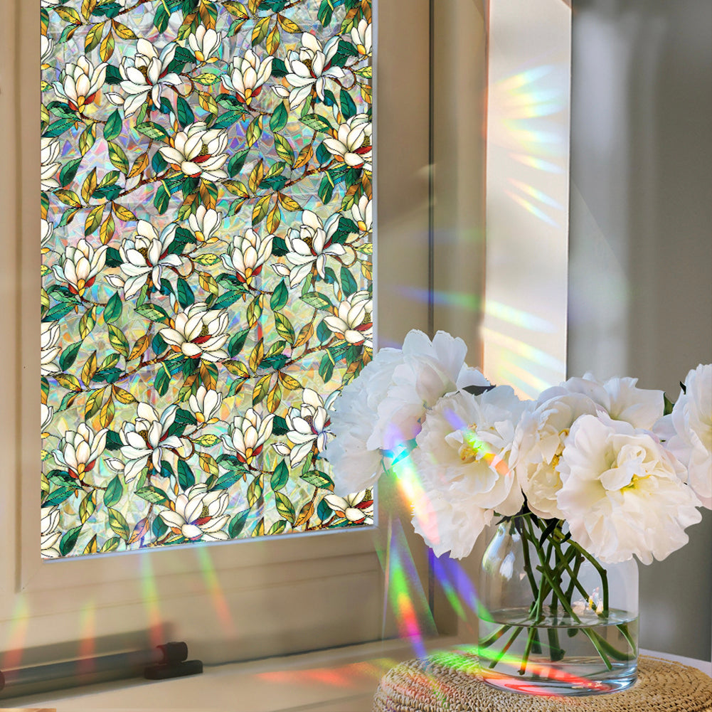 Retro Magnolia Flowers Window Privacy Film