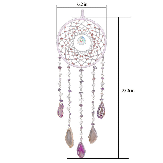 Handmade Amethyst Sunlight Dream Catcher for Meditation Indoor Outdoor Decorative Craftsmanship