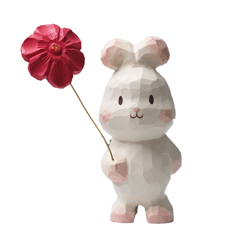 Hand-Carved Wooden Animal Balloon Decorative Healing Little Statues