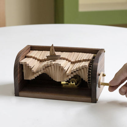Woodenl Music Box Hand Crank Wood Vintage Classic Hand-Operated