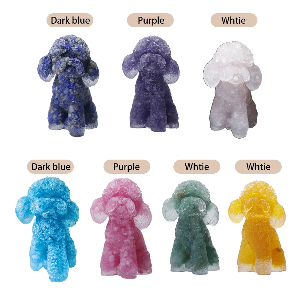 Handmade Crystal Resin Teddy Puppy Desktop Car Reiki Healing Decoration