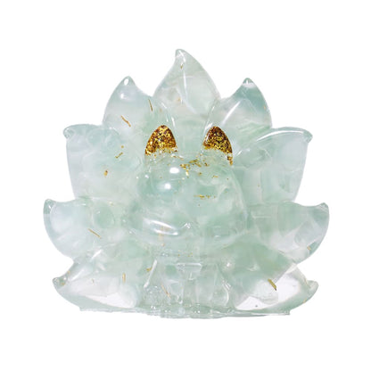 Yellow Crystal Crushed Stone Nine-Tailed Fox Decorative Art Piece