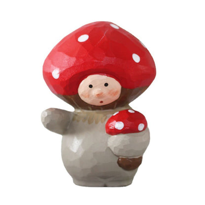 Hand Carved Wooden Mushroom Figurine Home Decor Art Craft Gift