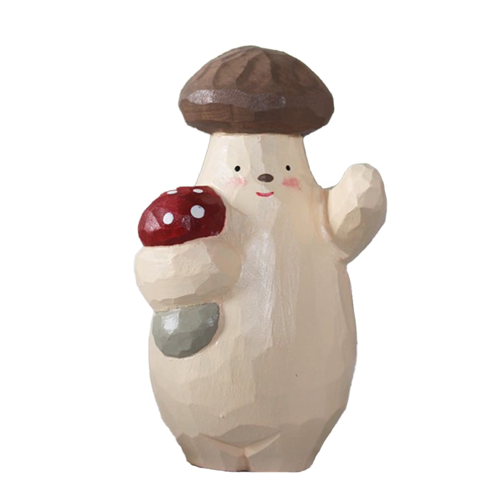 Hand Carved Wooden Mushroom Figurine Home Decor Art Craft Gift