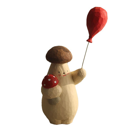Hand Carved Wooden Mushroom Figurine Home Decor Art Craft Gift