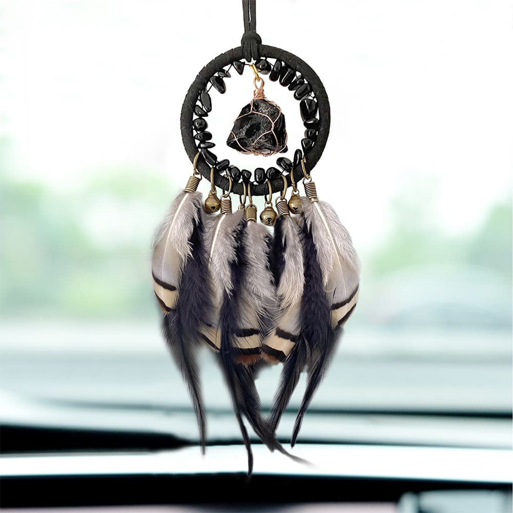 Retro-Style Crystal Dreamcatcher Car Pendant Interior Decoration