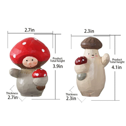 Hand Carved Wooden Mushroom Figurine Home Decor Art Craft Gift