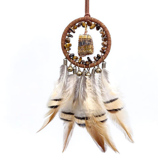 Retro-Style Crystal Dreamcatcher Car Pendant Interior Decoration