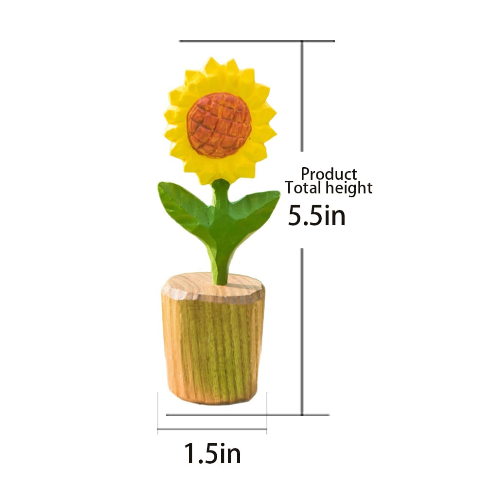 Wood Carved Sunflower Healing Style Handicraft Flower Ornaments