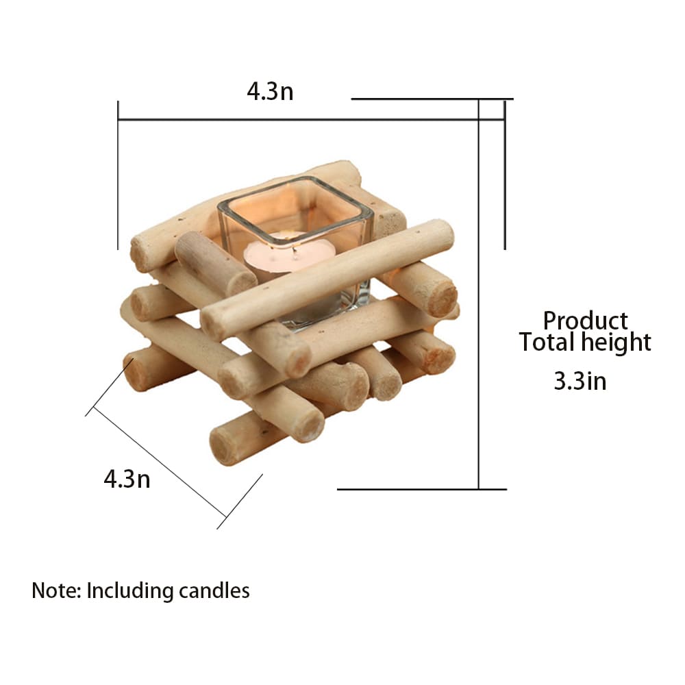 Square Wooden Candlestick Handcrafted Creative Handicraft Home Decoration