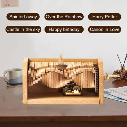 Woodenl Music Box Hand Crank Wood Vintage Classic Hand-Operated