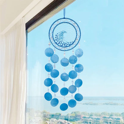 Handcrafted Blue Crystal Dreamcatcher Sea Glass Handicrafts And Garden Gardening Decorations