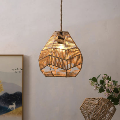 Handwoven Rattan Boho Pendant Light Lamp Shade