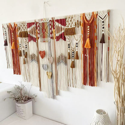 Retro Colorful Large Macrame Wall Hanging Decorated Handmade Tapestries