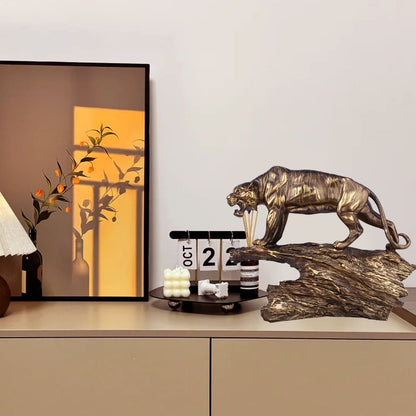 Tiger Sculpture Resin Wild Animal Ornament Craft  Home Decor