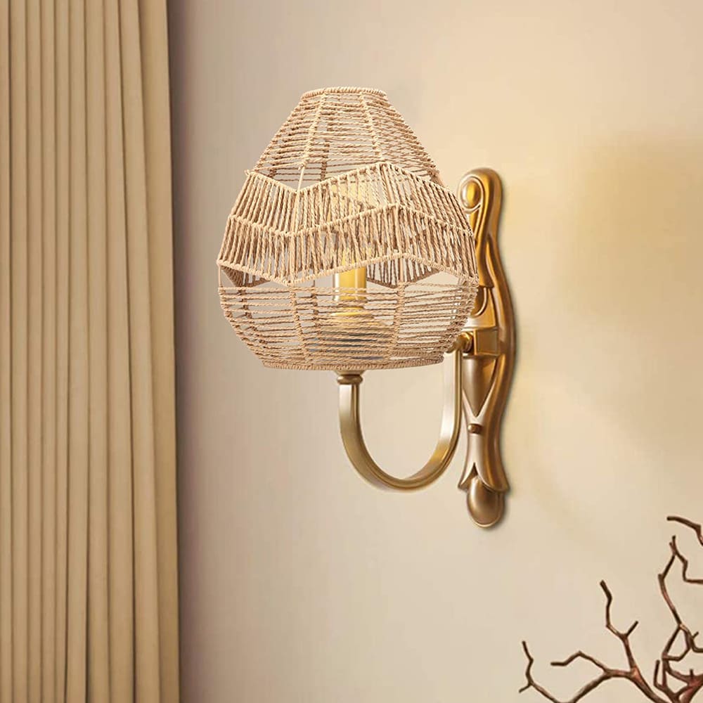 Handwoven Rattan Boho Pendant Light Lamp Shade