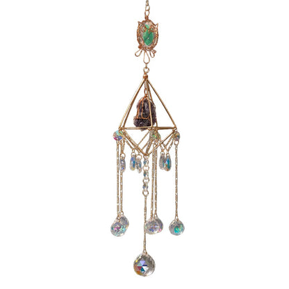 Handcrafted Crystal Wind Chime Dream Catcher & Owl Pendant Wall Sun Catcher Decoration
