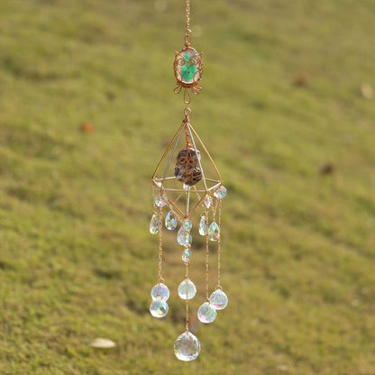Handcrafted Crystal Wind Chime Dream Catcher & Owl Pendant Wall Sun Catcher Decoration