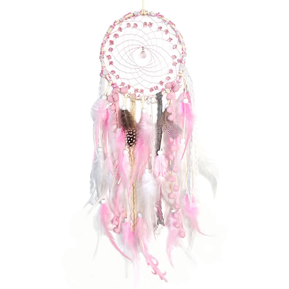 Lavender Amethyst Dreamcatcher Crystal Stone Wind Chime Hand-Woven Wall Ornament