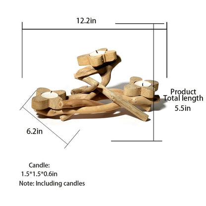 Handmade Flower Candlestick Wooden Handicrafts For Home Furnishings