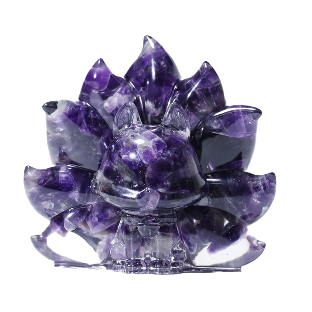 Yellow Crystal Crushed Stone Nine-Tailed Fox Decorative Art Piece