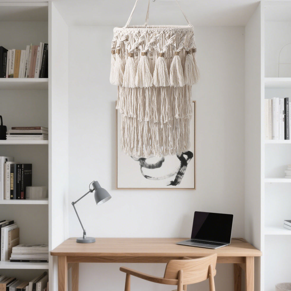 Bohemian Hand-Woven Tassel Cotton Rope Craft Lampshade