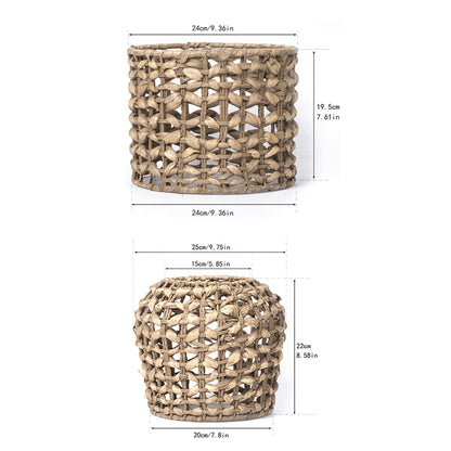 Handwoven Bohemian Straw Rope Lampshade – Natural Rattan Pendant Light Shade