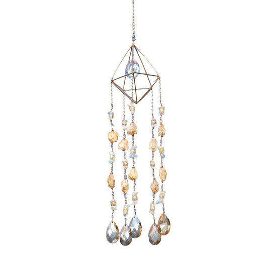 Handcrafted Yellow Crystal Bohemian Rainbow Prism Dreamcatcher Wind Chime