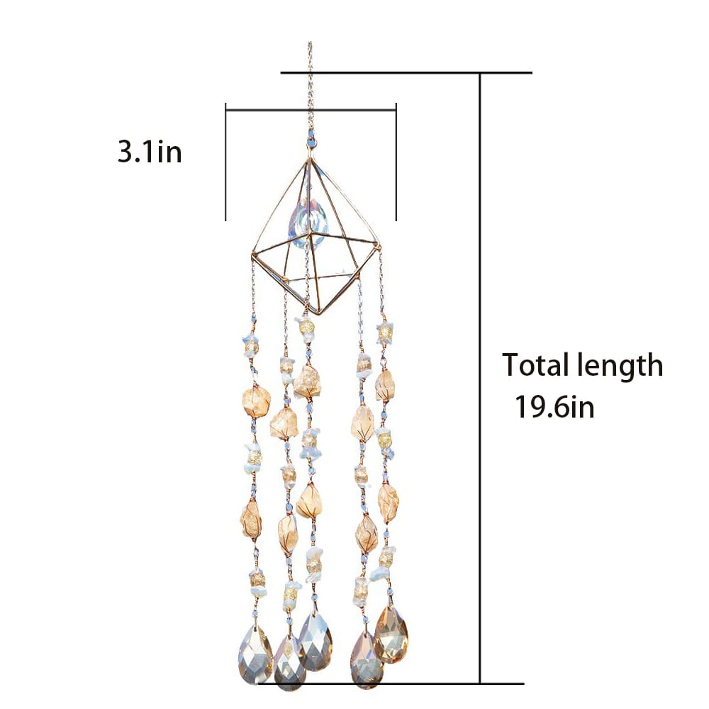 Handcrafted Yellow Crystal Bohemian Rainbow Prism Dreamcatcher Wind Chime