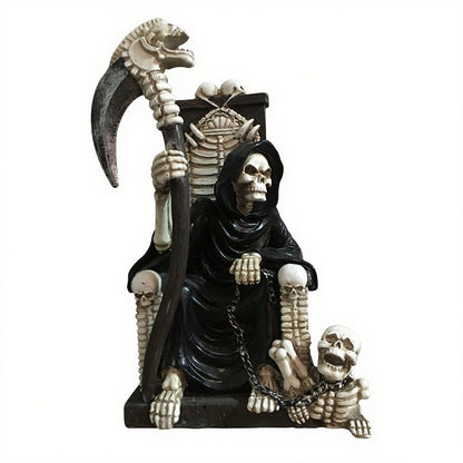 Halloween Skeleton Throne Decor Gothic Dark Style Ornament for Home Entryway & Desktop
