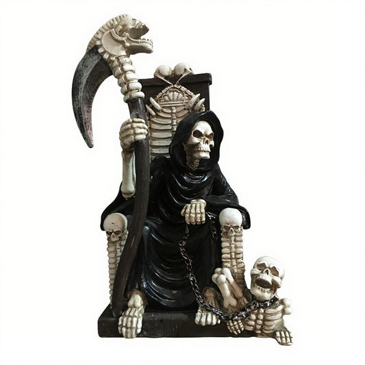 Halloween Skeleton Throne Decor Gothic Dark Style Ornament for Home Entryway & Desktop