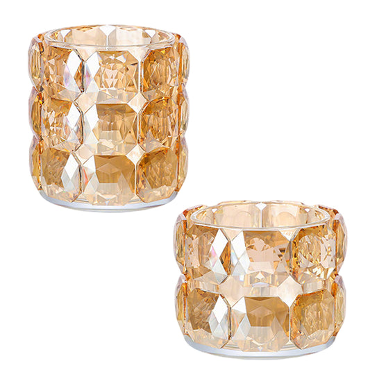 2pcs Crystal&Glass Tealight Candle Holder Pillar Candle Jar for Votive