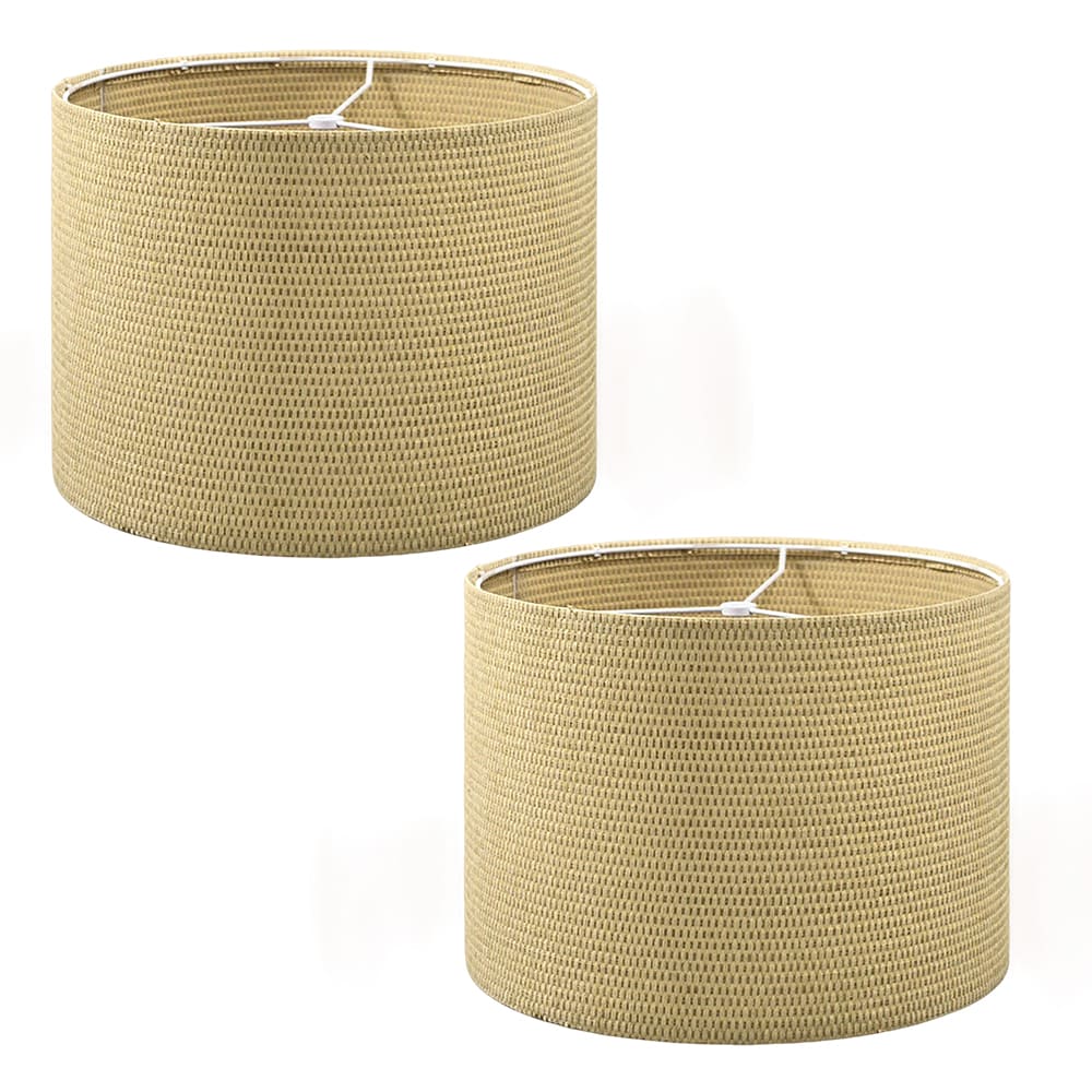 2 Pcs Detachable Bamboo Woven Medium Drum Lampshade Woven Lampshades