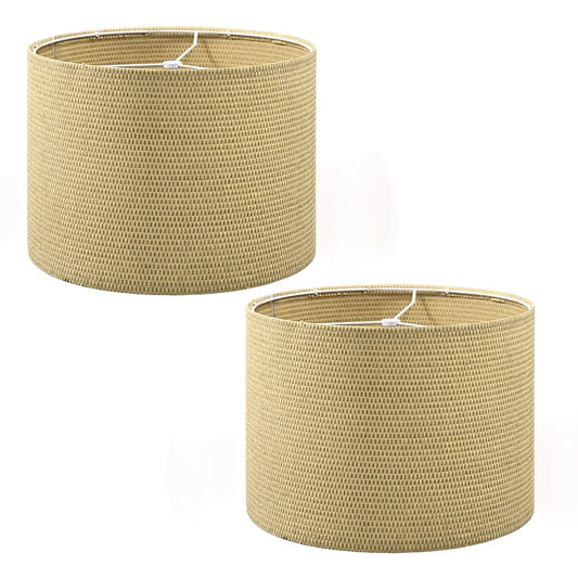2 Pcs Detachable Bamboo Woven Medium Drum Lampshade Woven Lampshades