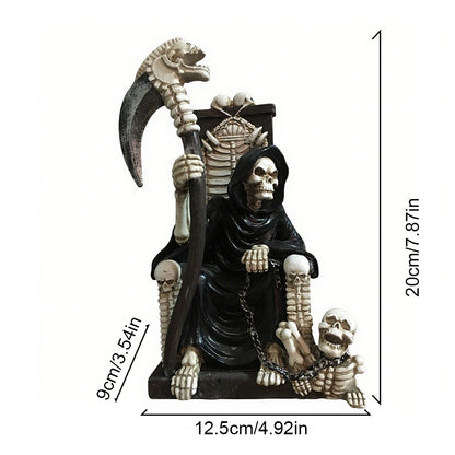 Halloween Skeleton Throne Decor Gothic Dark Style Ornament for Home Entryway & Desktop