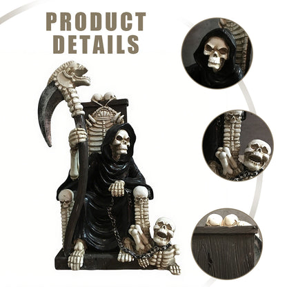 Halloween Skeleton Throne Decor Gothic Dark Style Ornament for Home Entryway & Desktop